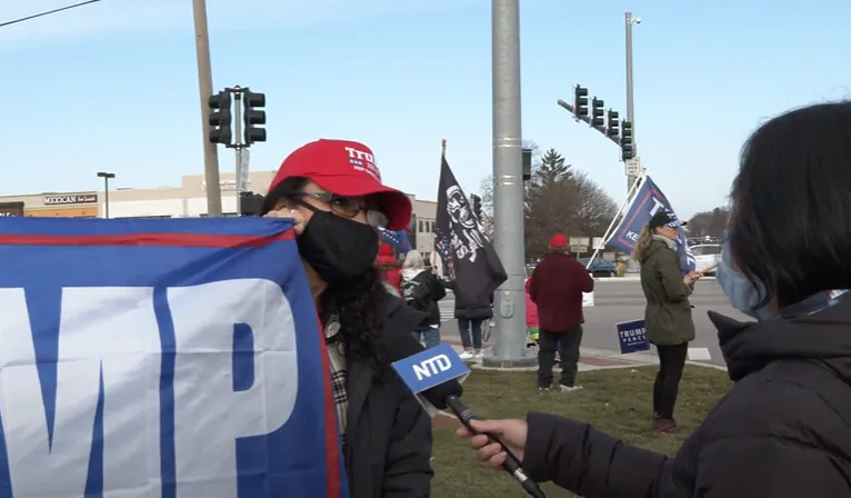 Christina Miles attended a Stop the Steal rally in Vernon Hills, Illinois on Nov. 21, 2020. (NTD Television)