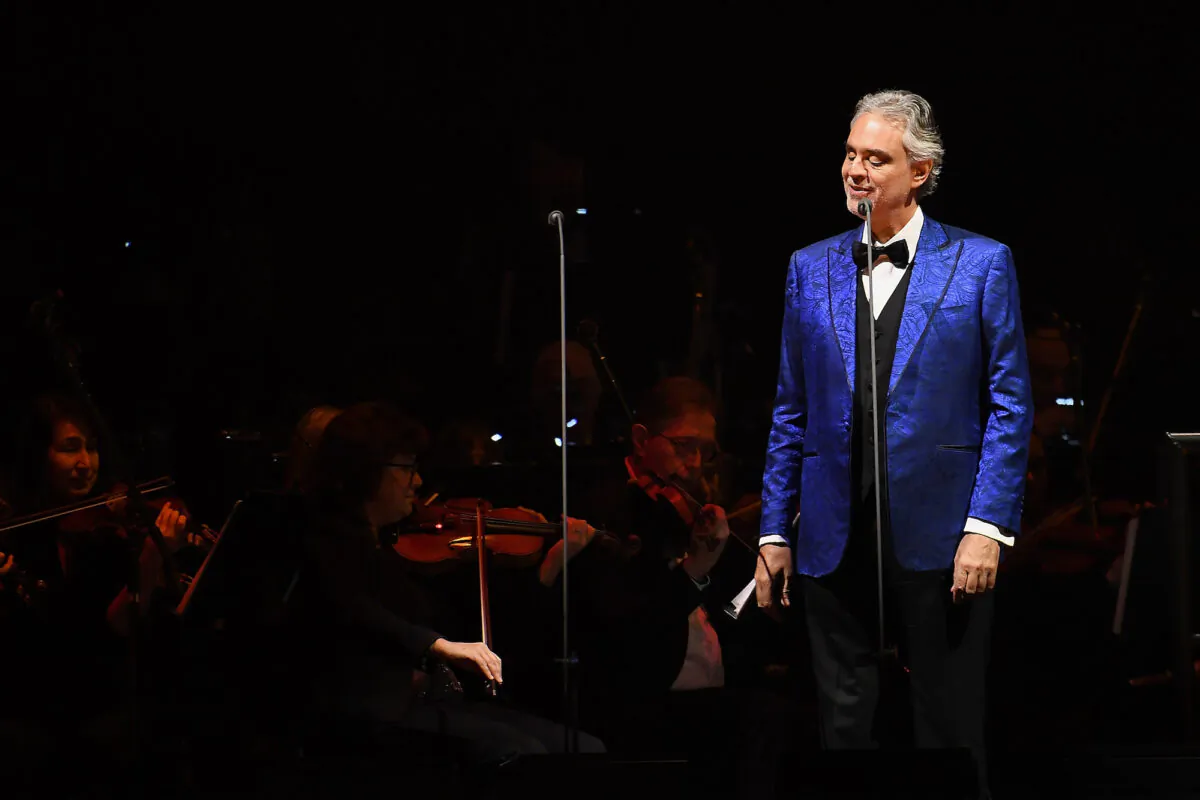 Italian singer Andrea Bocelli in concert at Madison Square Garden in New York on Dec. 13, 2018. (Nicholas Hunt/Getty Images)