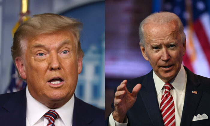President Donald Trump, left, and Democratic presidential candidate Joe Biden in file photographs. (Getty Images)