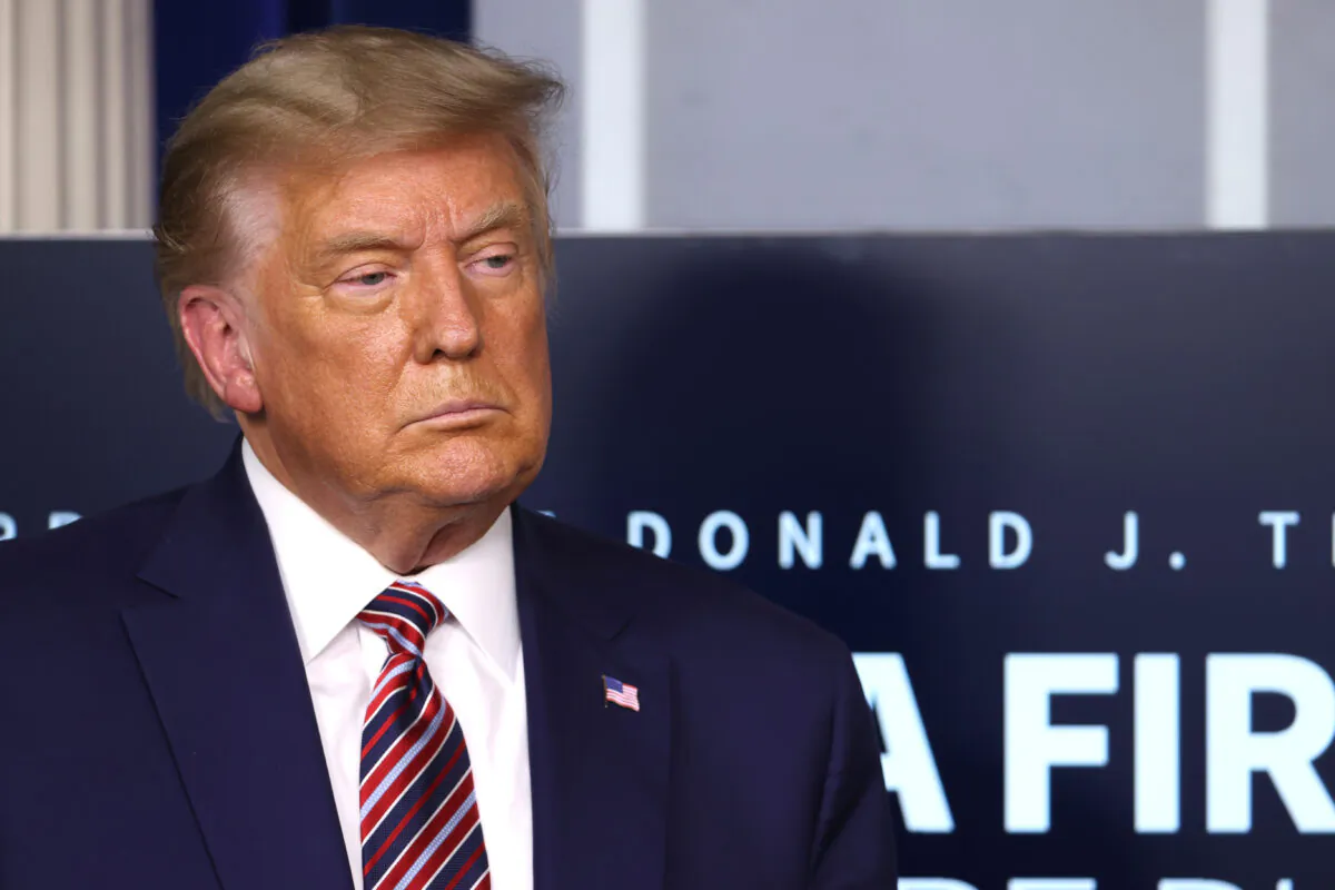 U.S. President Donald Trump looks on in the James Brady Press Briefing Room at the White House in Washington on Nov. 20, 2020. (Tasos Katopodis/Getty Images)