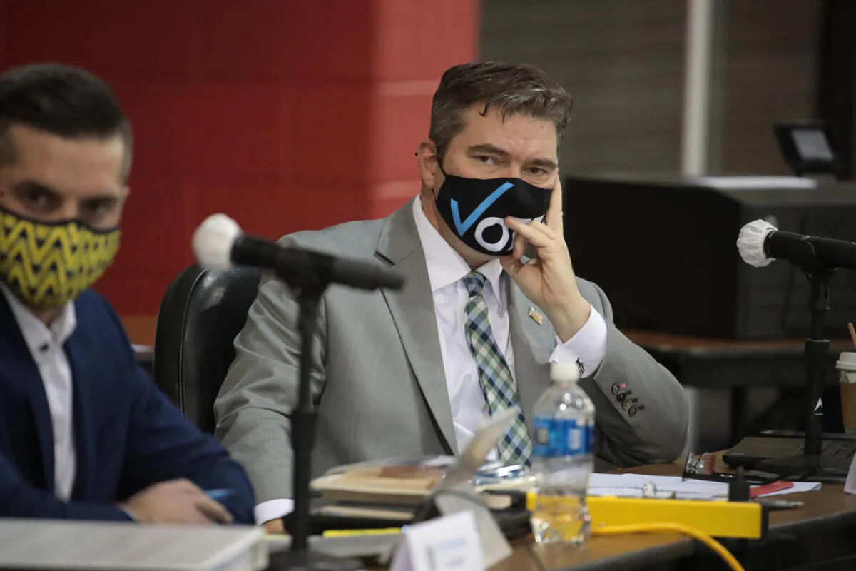 Milwaukee County Clerk George Christenson listens as ballots are recounted, in Milwaukee, Wis., on Nov. 20, 2020. (Scott Olson/Getty Images)