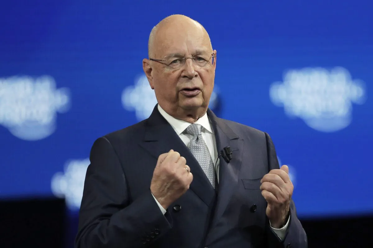 Klaus Schwab, founder and executive chairman of the World Economic Forum, delivers a welcome message on the eve of the annual meeting of the WEF in Davos, Switzerland, on Jan. 20, 2020. (AP Photo/Markus Schreiber)