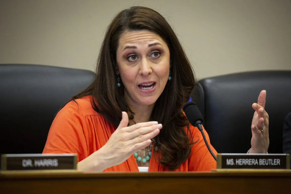 Rep. Jaime Herrera Beutler (R-Wash.) questions Labor Secretary Alexander Acosta as he testifies during a House Appropriations Committee hearing on the Labor Budget for Fiscal Year 2020 on Capitol Hill in Washington on April 3, 2019. (Al Drago/Getty Images)