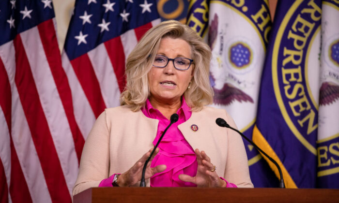 U.S. Rep. Liz Cheney (R-Wyo.) speaks during a news conference at the Capitol in Washington on July 21, 2020. (Samuel Corum/Getty Images)