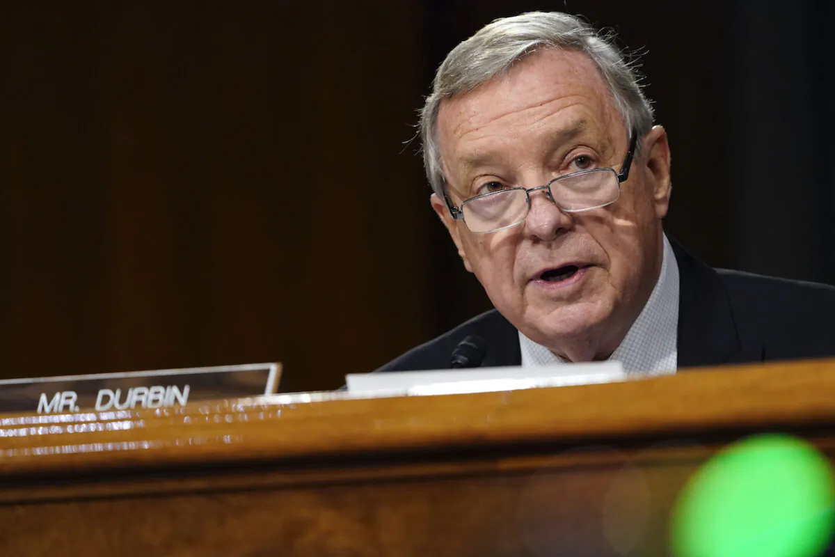 Sen. Dick Durbin (D-Ill.) speaks during a Senate Judiciary Committee hearing on Capitol Hill in Washington on Nov. 10, 2020. (Susan Walsh/Pool/Getty Images)