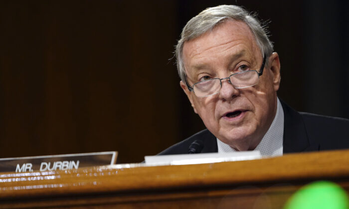Sen. Dick Durbin (D-Ill.) speaks during a Senate Judiciary Committee hearing on Capitol Hill in Washington on Nov. 10, 2020. (Susan Walsh/Getty Images)