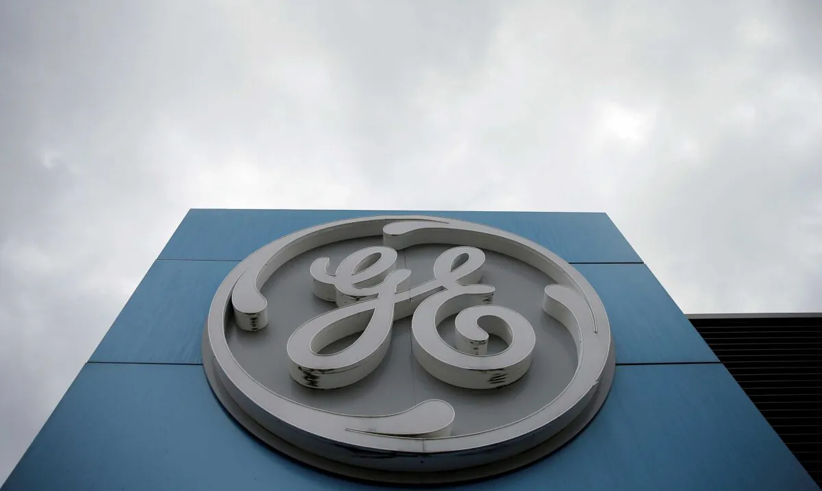 The logo of U.S. conglomerate General Electric is seen on the company building in Belfort, France, on Oct. 19, 2019. (Vincent Kessler/Reuters)
