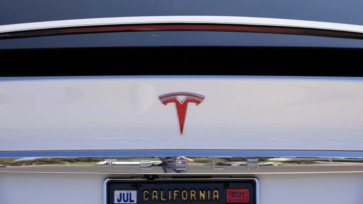 A Tesla Model X at a Tesla service center in Costa Mesa, Calif., on Oct. 20, 2020. (Mike Blake/Reuters)