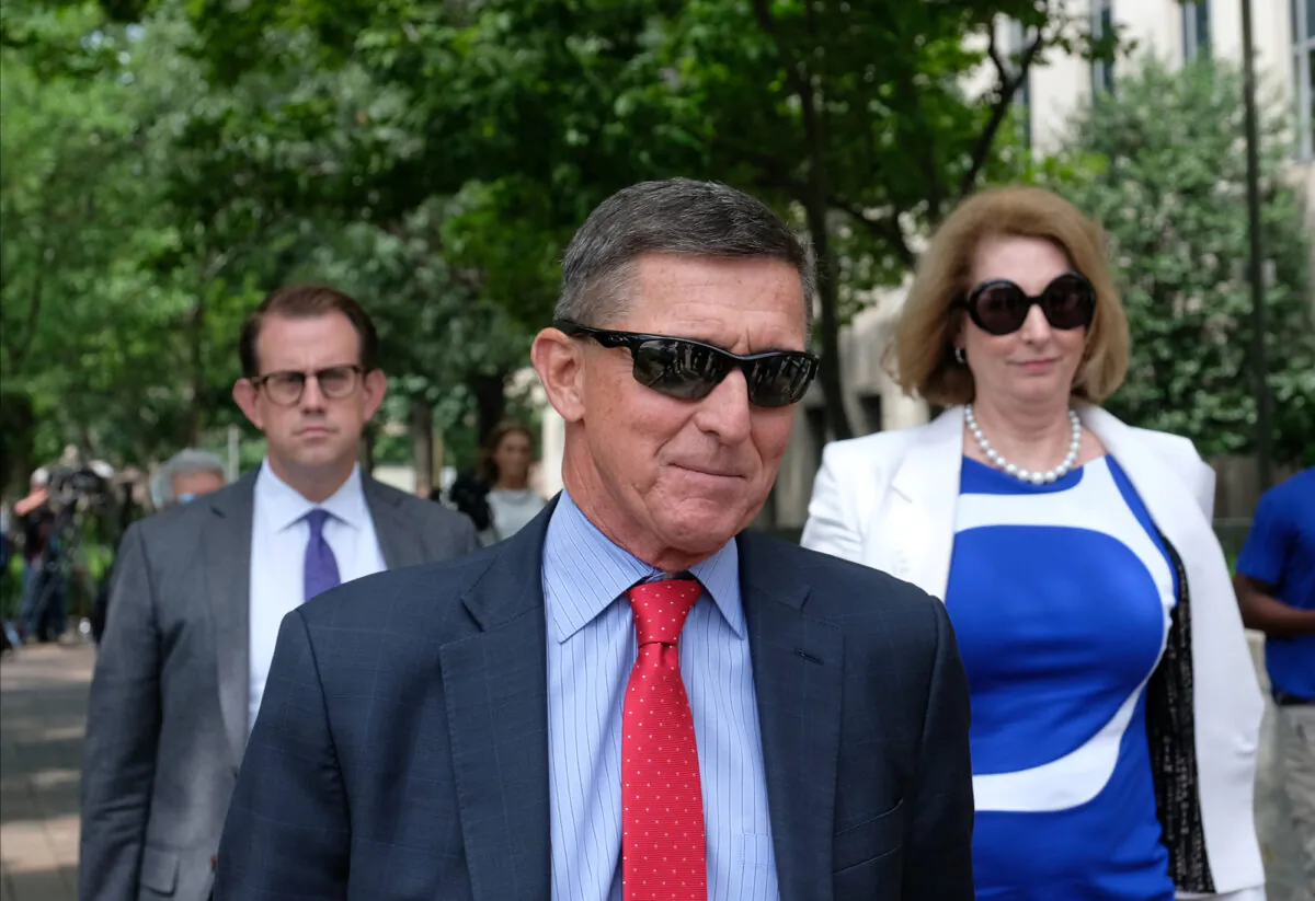 President Donald Trump’s former national security adviser Michael Flynn leaves the E. Barrett Prettyman U.S. Courthouse in Washington on June 24, 2019. (Alex Wroblewski/Getty Images)
