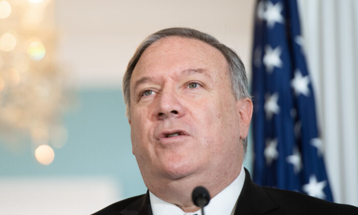 U.S. Secretary of State Mike Pompeo speaks to the press prior to meeting with Kuwaiti Foreign Minister at the State Department in Washington on Nov. 24, 2020. (SAUL LOEB/POOL/AFP via Getty Images)