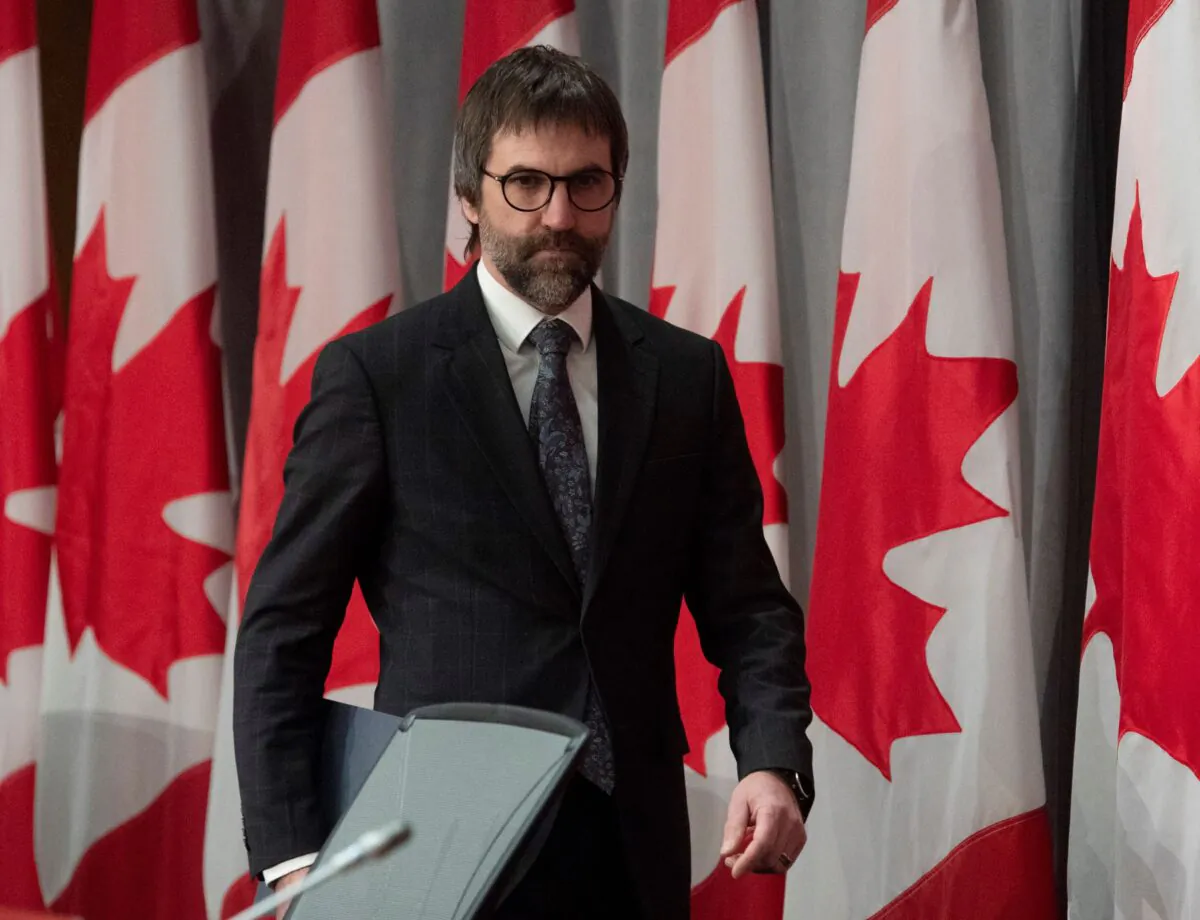 Minister of Canadian Heritage Steven Guilbeault arrives for a news conference in Ottawa on April 17, 2020. (The Canadian Press/Adrian Wyld)