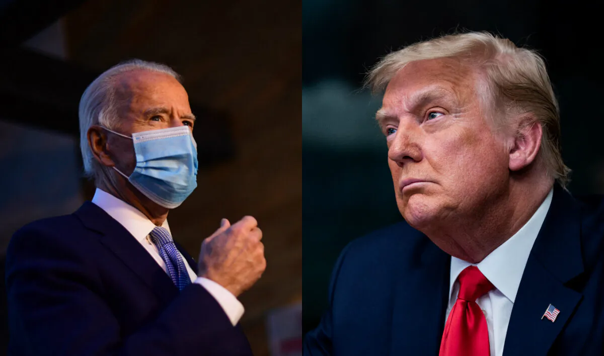 Democratic presidential candidate Joe Biden, left, and President Donald Trump in file photographs. (Getty Images)