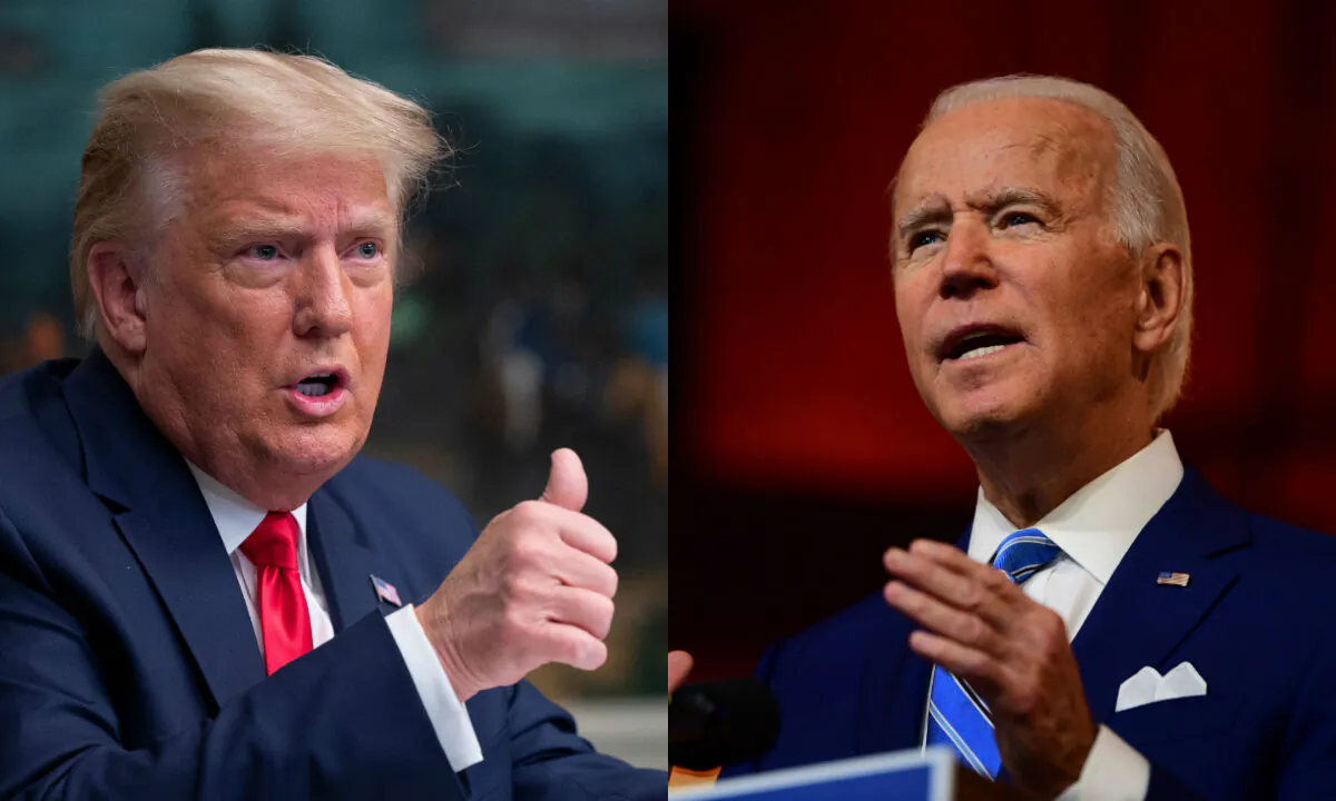 Then-President Donald Trump, left, and then-Democratic presidential nominee Joe Biden in file photographs. (Getty Images)