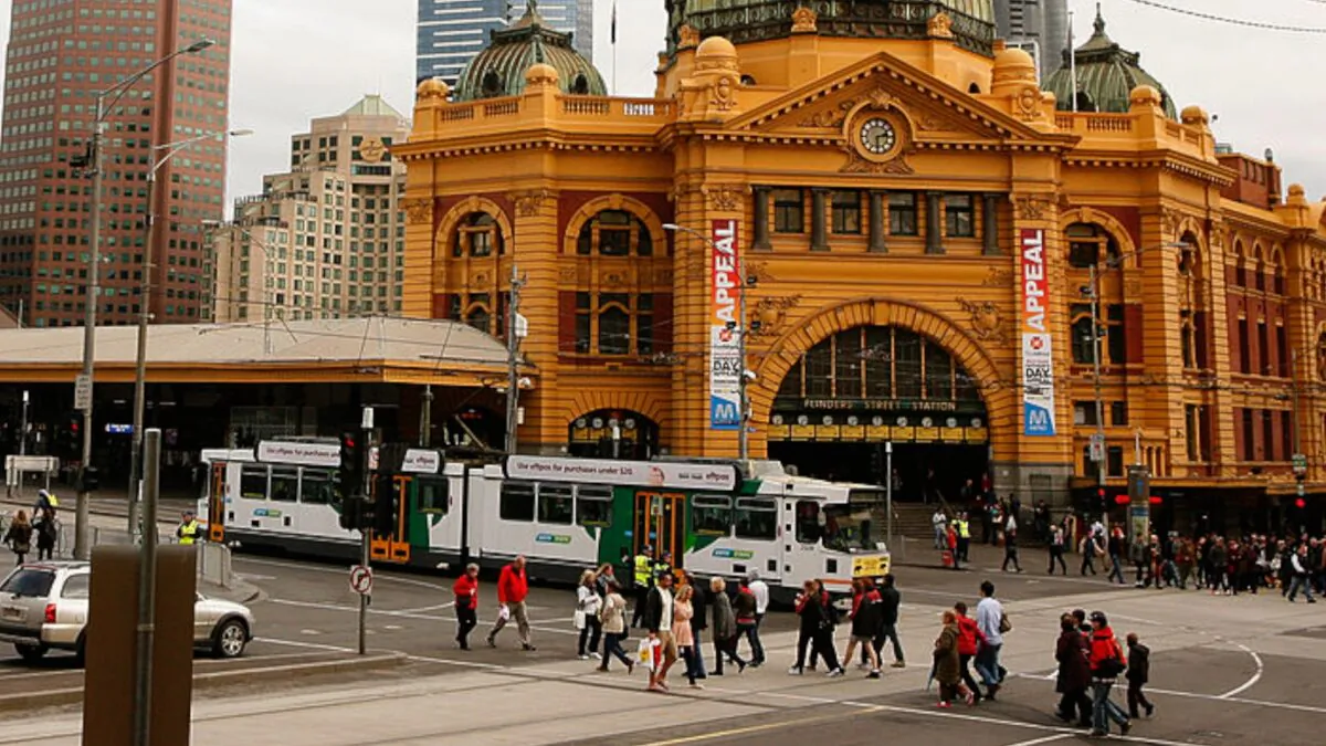 A tram passes Flinders Street Station on August 14, 2012 in Melbourne, Australia. (Scott Barbour/Getty Images)