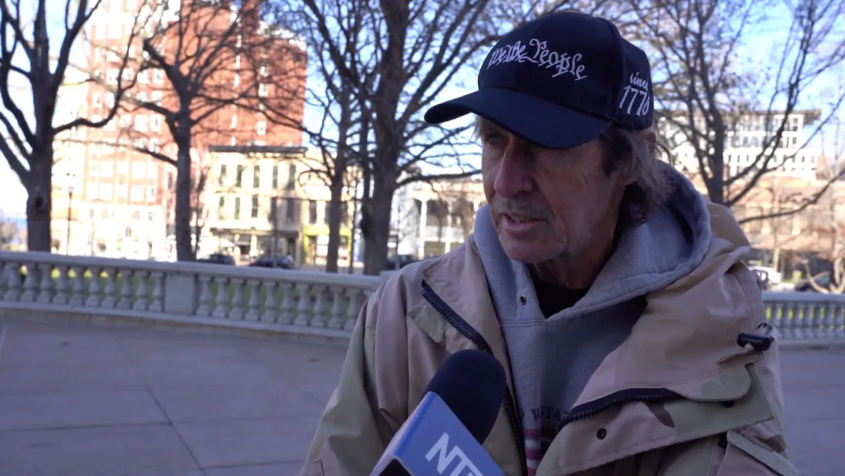 Dan Ampe attended a Stop the Steal rally in Madison, Wisconsin on Nov. 28, 2020. (NTD Television)