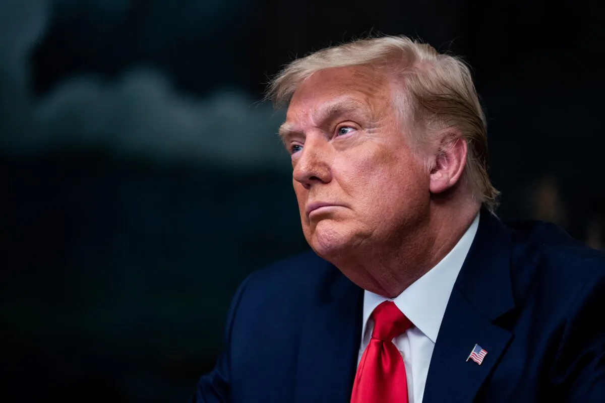 President Donald Trump speaks in the Diplomatic Room of the White House on Thanksgiving in Washington on Nov. 26, 2020. (Erin Schaff/Pool/Getty Images)