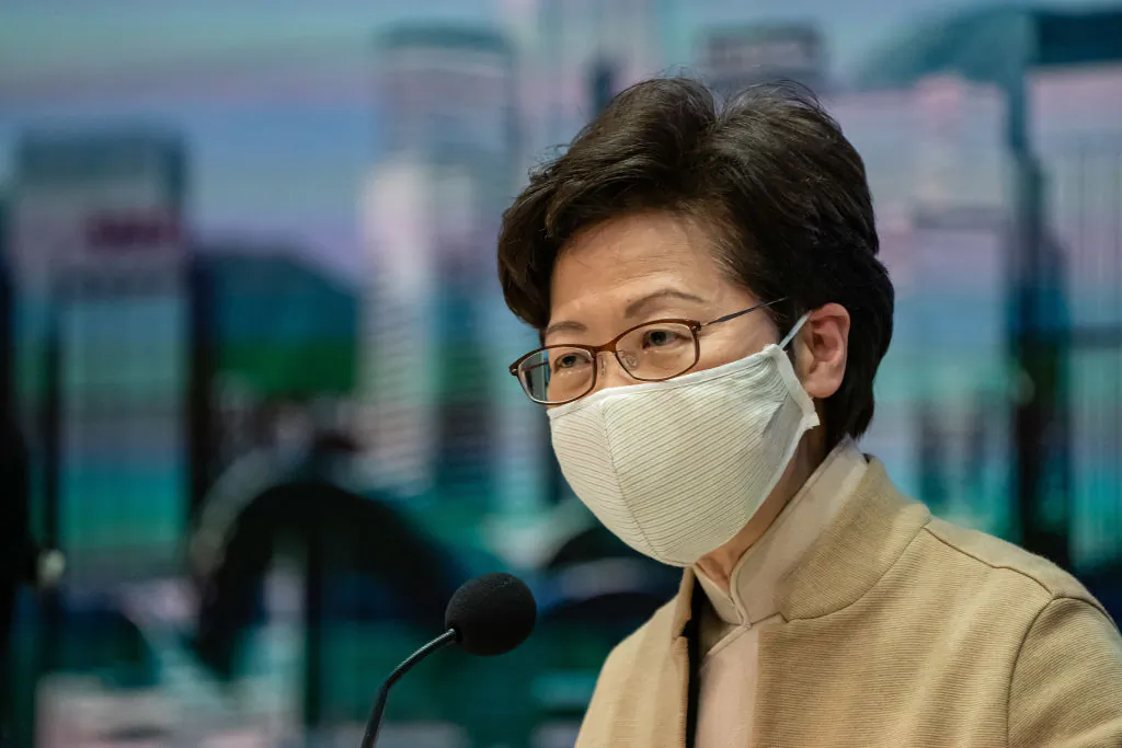 Hong Kong leader Carrie Lam speaks during a press conference in Hong Kong on Nov. 11, 2020. (Anthony Kwan/Getty Images)