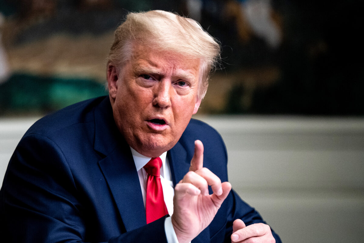 Trump speaks in the Diplomatic Room
