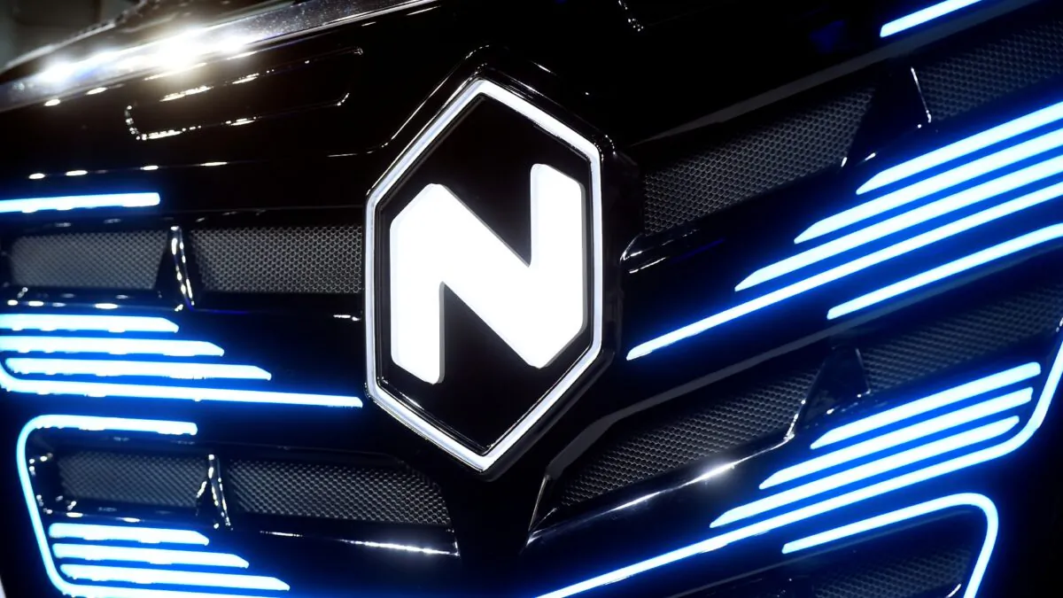 Nikola's logo is pictured at an event in Turin, Italy, on Dec. 3, 2019. (Massimo Pinca/Reuters)