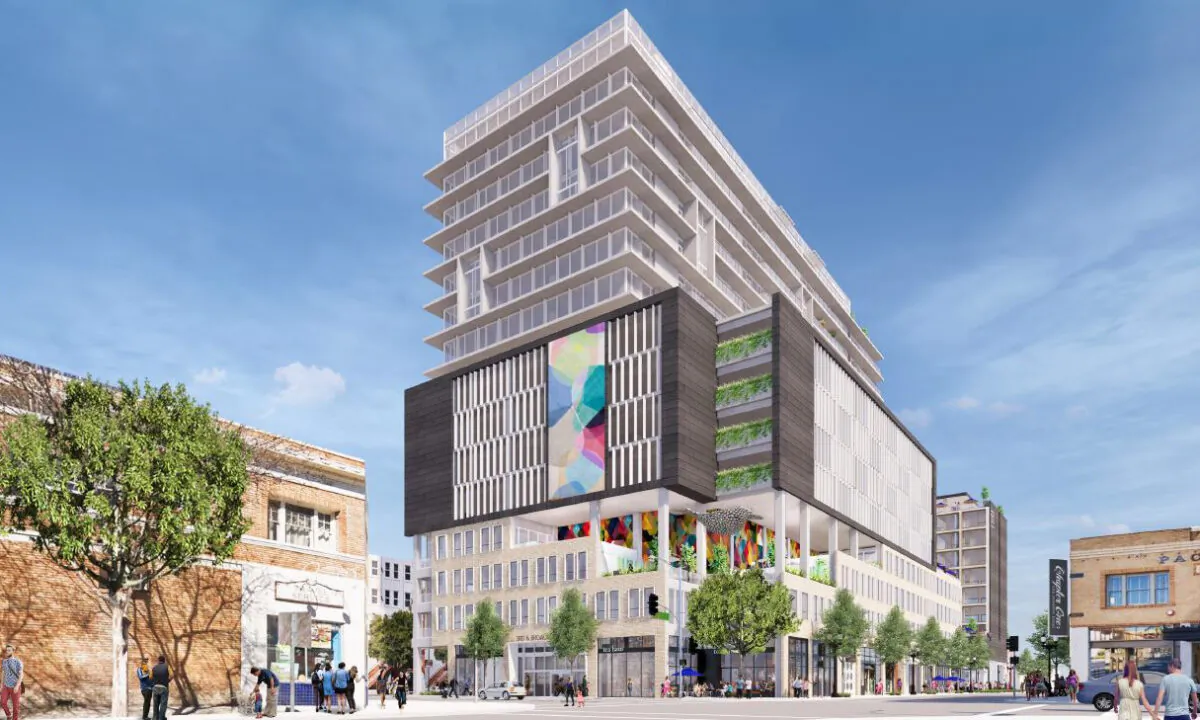 A rendering shows a new $100 million complex slated for construction in downtown Santa Ana, Calif. (Courtesy of the City of Santa Ana)