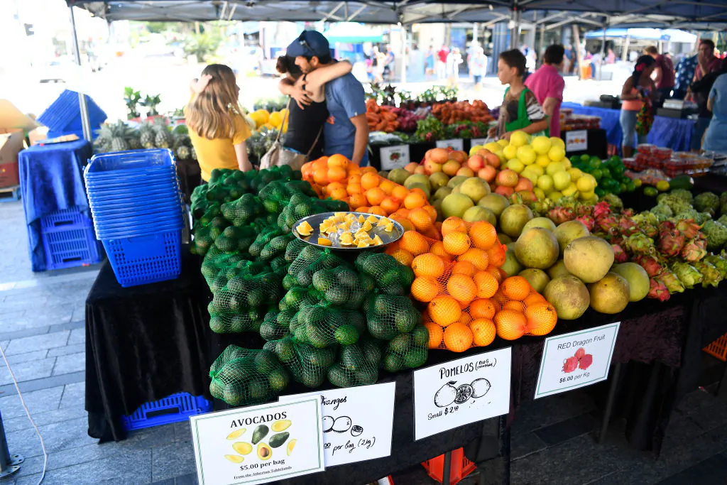 A fruit and vegetable stand is seen at the city markets in the electorate of Herbert on May 05, 2019 in Townsville, Australia. (Ian Hitchcock/Getty Images)