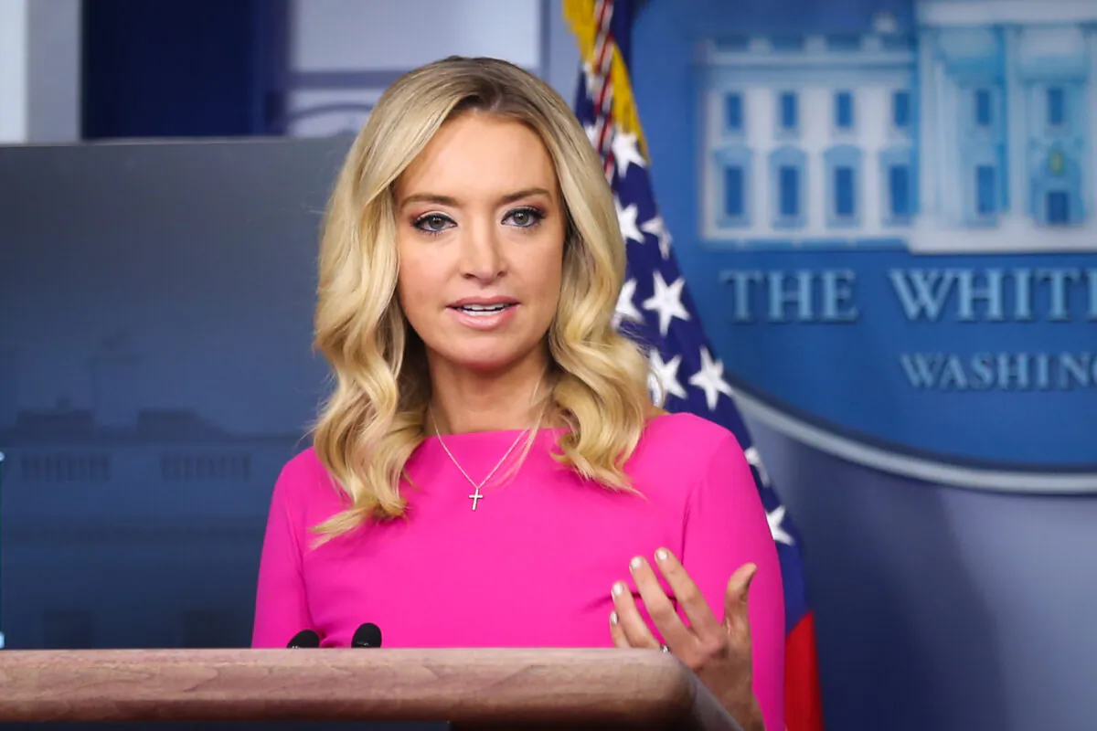 White House Press Secretary Kayleigh McEnany during a press briefing in the White House in Washington on Dec. 2, 2020. (Charlotte Cuthbertson/The Epoch Times)