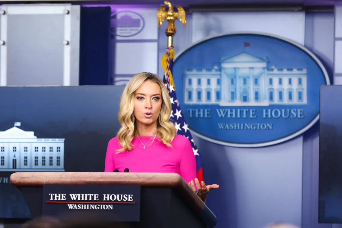 White House Press Secretary Kayleigh McEnany during a press briefing in the White House in Washington on Dec. 2, 2020. (Charlotte Cuthbertson/The Epoch Times)