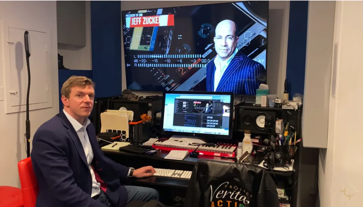 Project Veritas' James O'Keefe in a video as he listens though leaked tapes of meetings with CNN's Jeff Zucker, in a video released Dec. 1, 2020. (Project Veritas/Youtube screenshot)