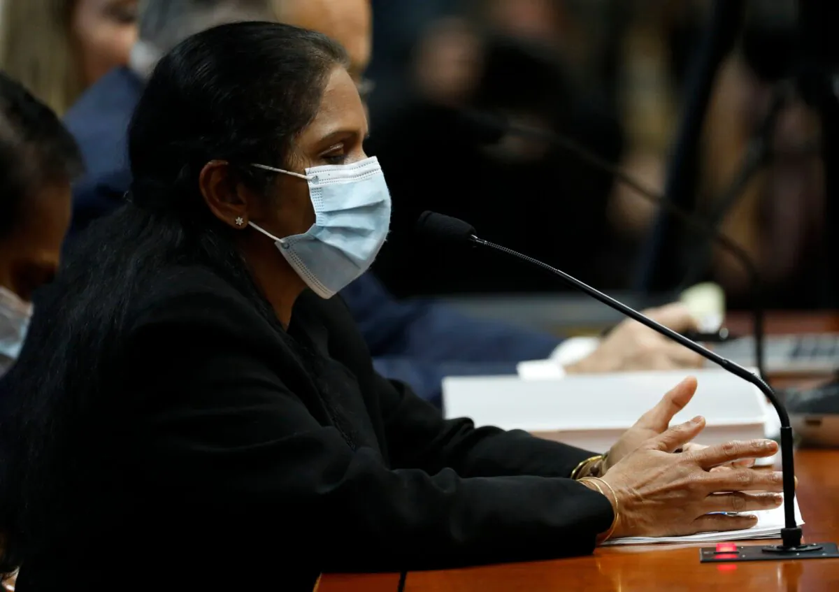 Detroit poll worker Jessy Jacob appears before the Michigan House Oversight Committee in Lansing, Mich., on Dec. 2, 2020. (Jeff Kowalsky/AFP via Getty Images)
