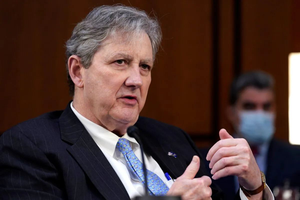 Sen. John Kennedy (R-La.) speaks during the Senate Judiciary Committee on the fourth day of hearings on Supreme Court nominee Amy Coney Barrett, on Oct. 15, 2020. (Susan Walsh / POOL / AFP via Getty Images)