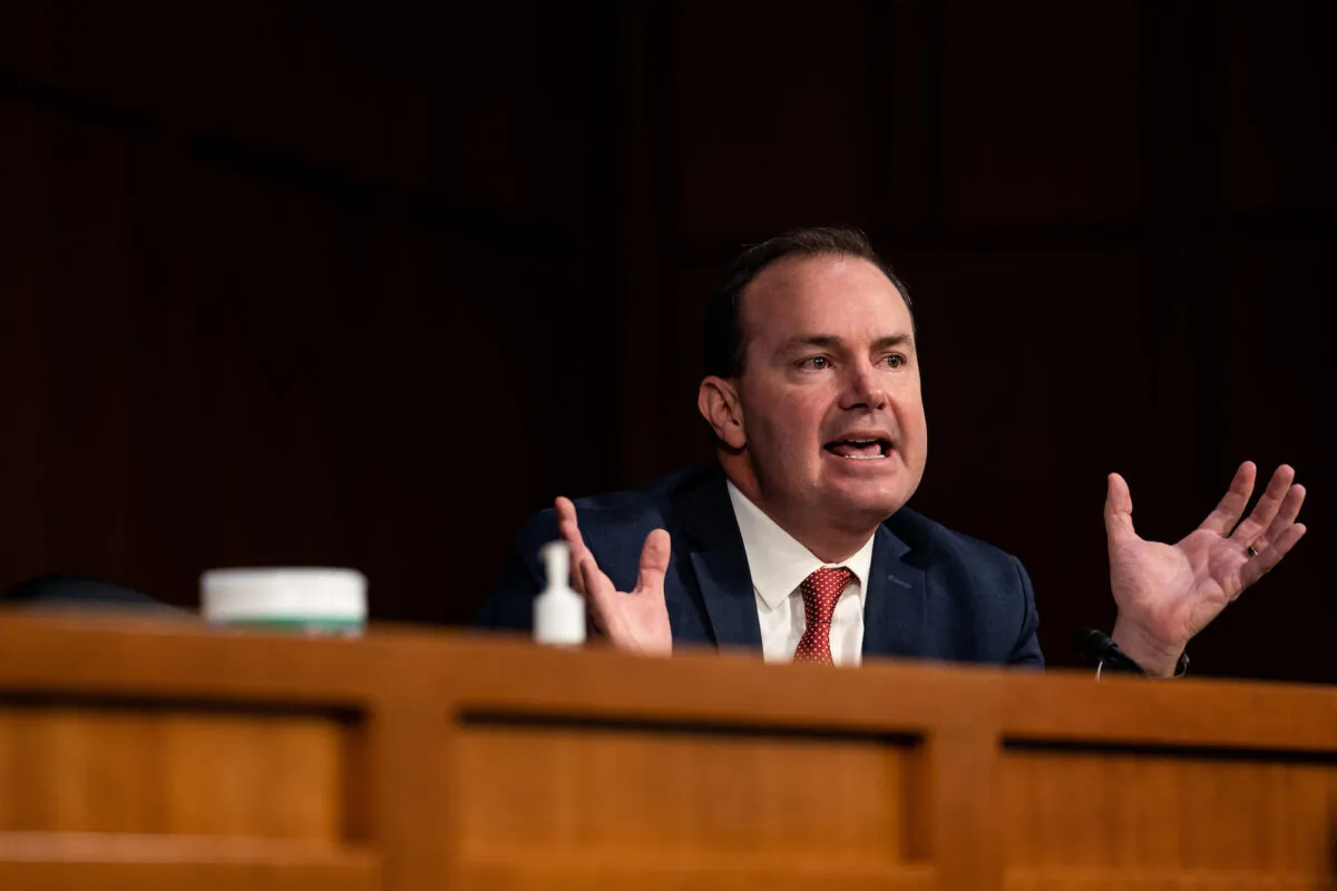Sen. Mike Lee (R-Utah) speaks during a hearing in Washington, on Oct. 12, 2020. (Erin Schaff-Pool/Getty Images)