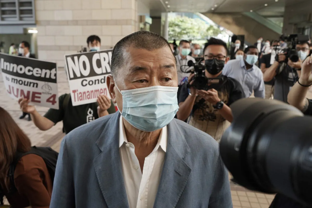 Jimmy Lai arrives at a court in Hong Kong Oct. 15, 2020. (Kin Cheung/AP)
