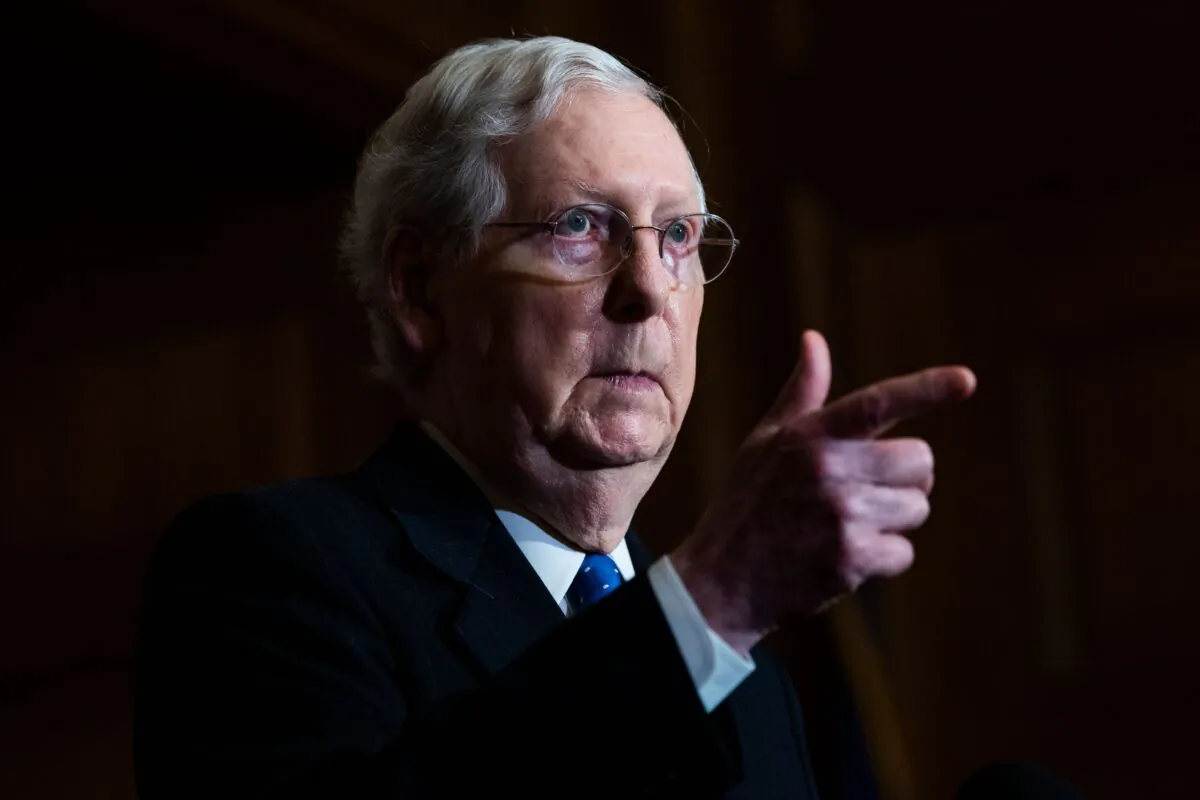 Senate Majority Leader Mitch McConnell (R-Ky.), speaks at a press conference in Washington on Dec. 1, 2020. (Tom Williams/Pool/AFP via Getty Images)