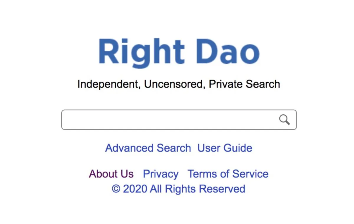A group of U.S.-based programmers developed Right Dao search engine. (screenshot/rightdao.com)