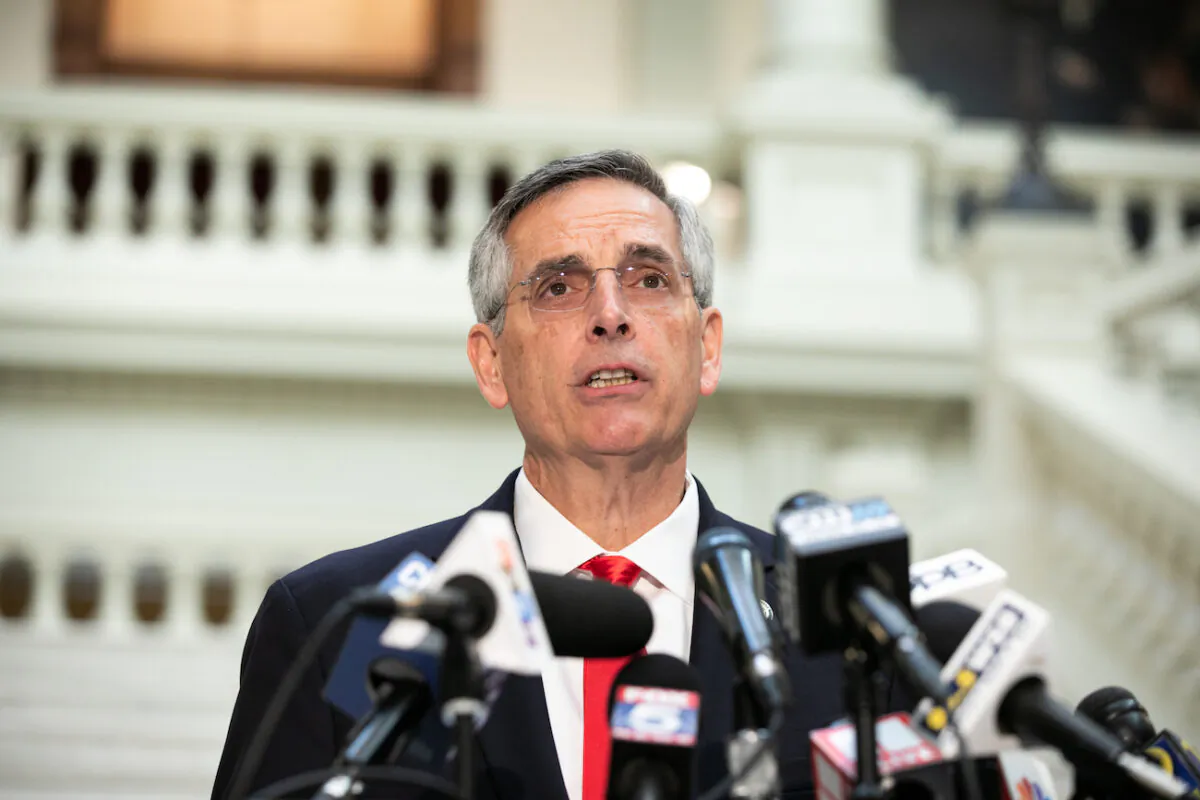 Georgia Secretary of State Brad Raffensperger holds a press conference on the status of ballot counting in Atlanta, Georgia, Nov. 6, 2020. (Jessica McGowan/Getty Images)