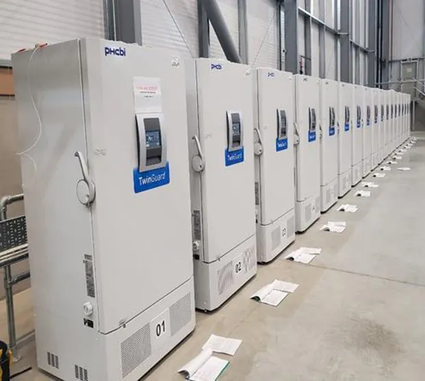 Specialist freezers await distribution of the coronavirus disease (COVID-19) vaccines to the NHS from a secure location in Britain, in this undated handout obtained on Dec. 5, 2020. (Public Health England/Handout via Reuters)