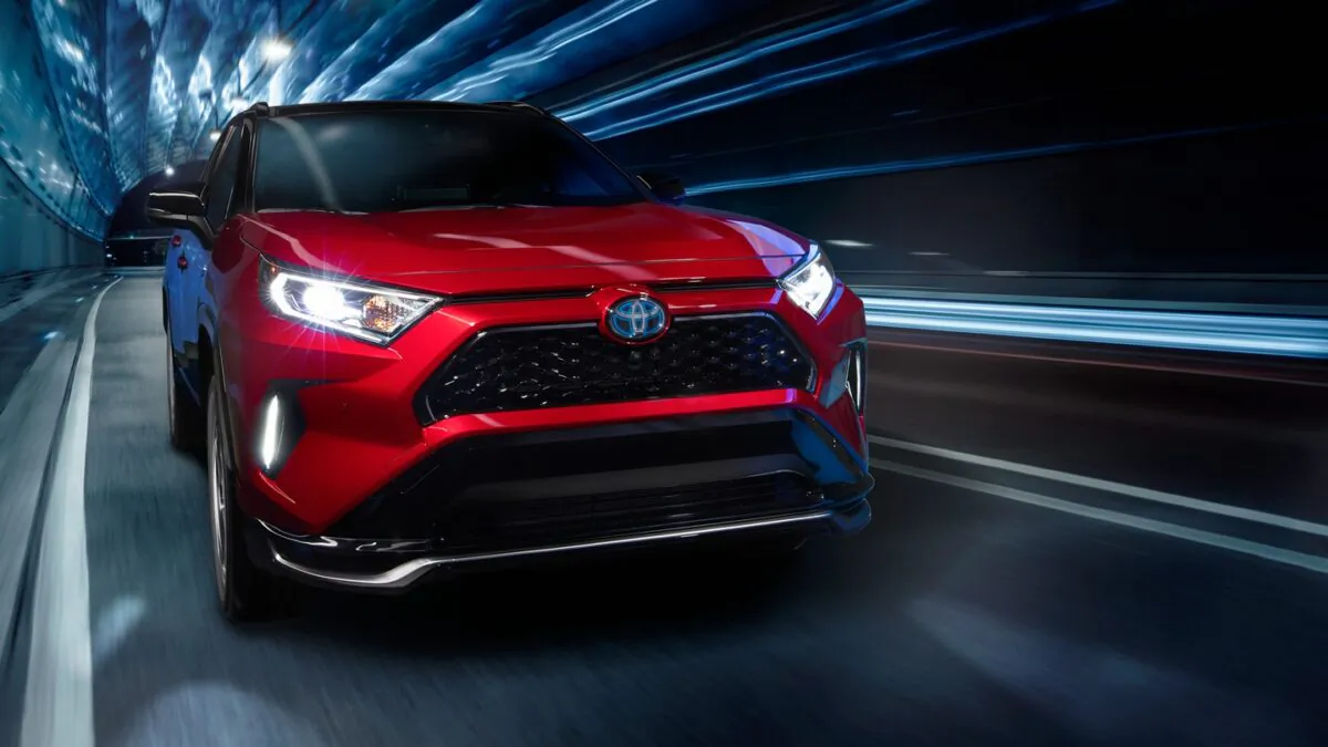 2021 Toyota RAV4 Prime XSE in Supersonic Red. (Courtesy of Toyota)