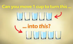 Can You Move Just 1 Cup in the Top Row to Match the Order of the Bottom Row?