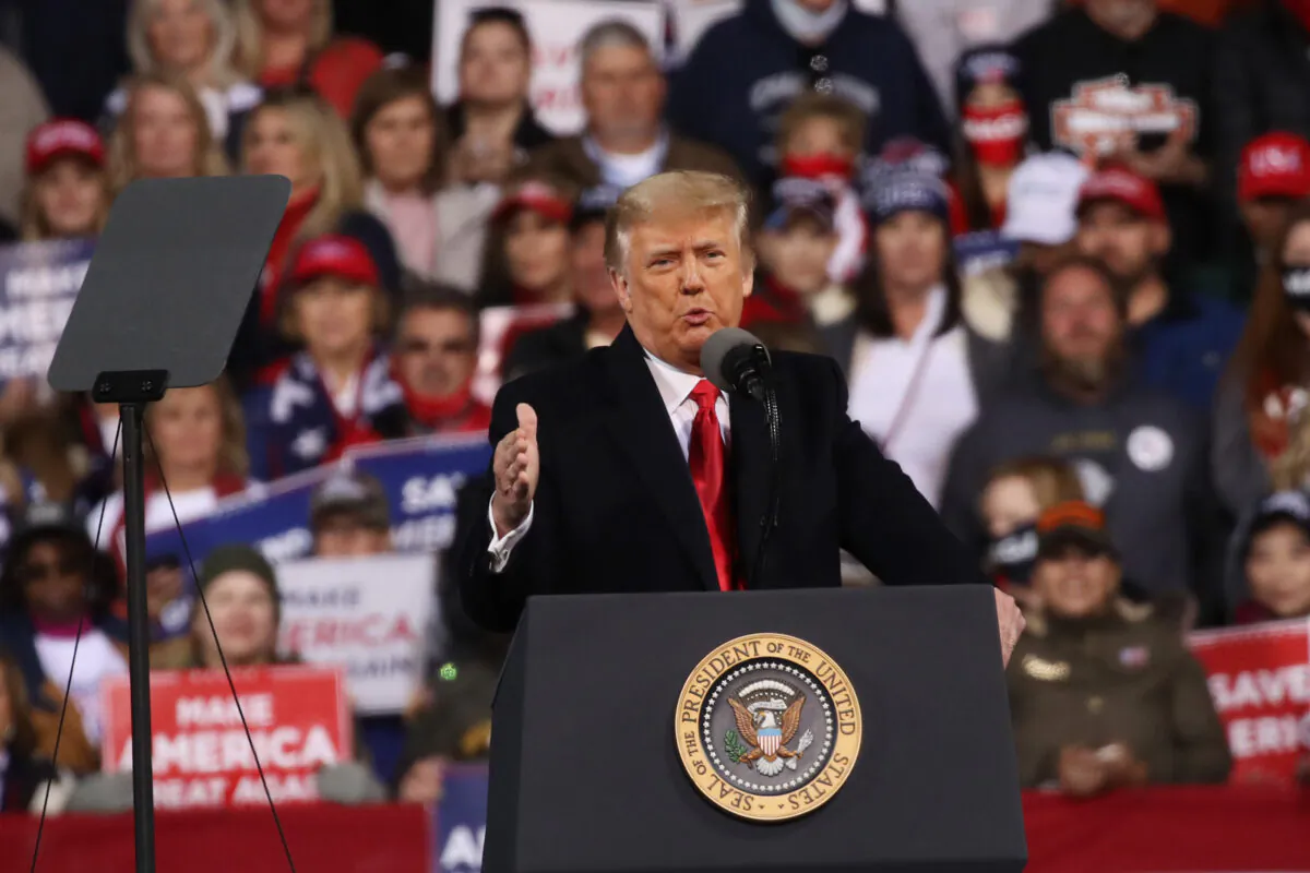 President Donald Trump attends a rally in support of Sen. David Perdue (R-Ga.) and Sen. Kelly Loeffler (R-Ga.) in Valdosta, Ga., on Dec. 5, 2020. (Spencer Platt/Getty Images)