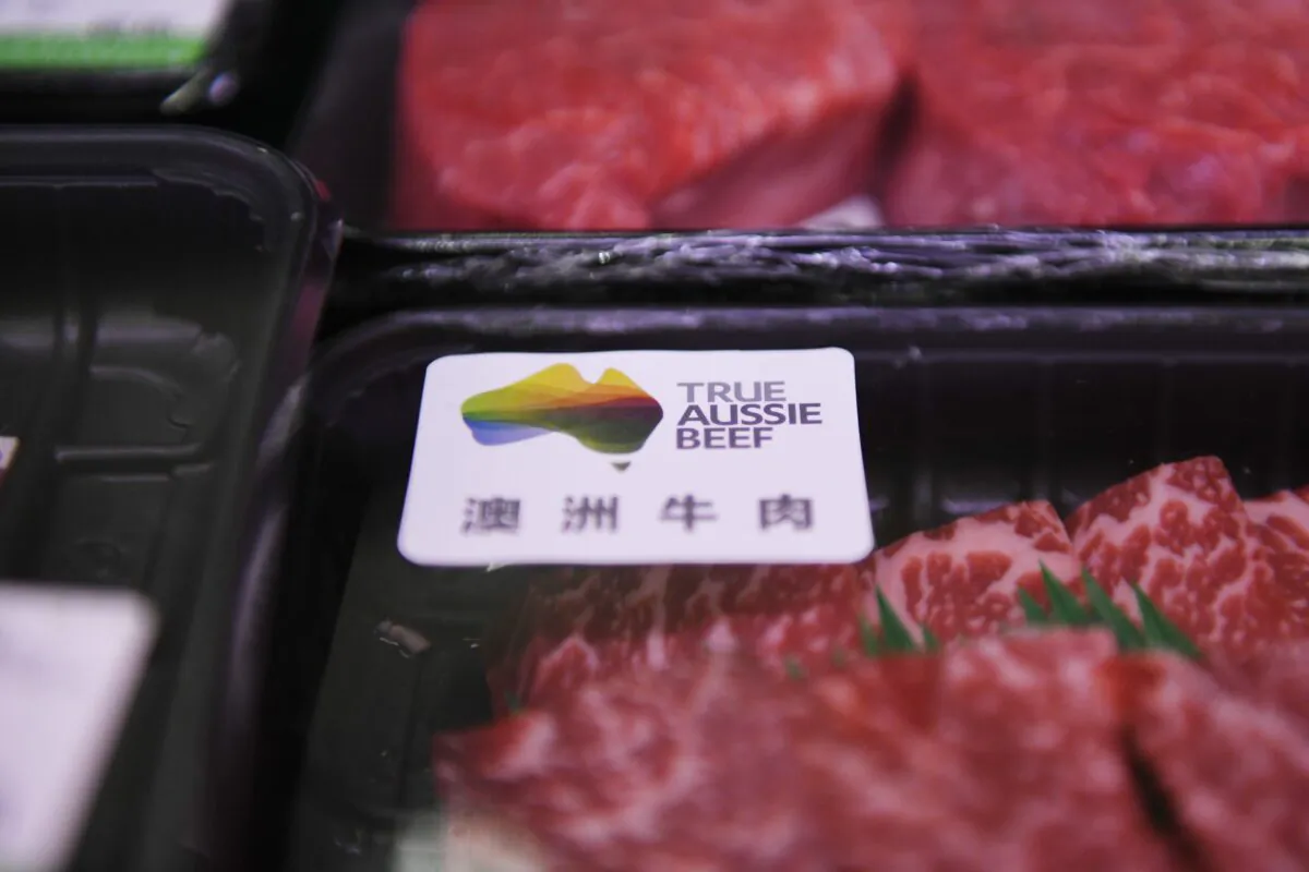 Australian beef at a supermarket in Beijing on May 12, 2020. (Greg Baker/AFP via Getty Images)
