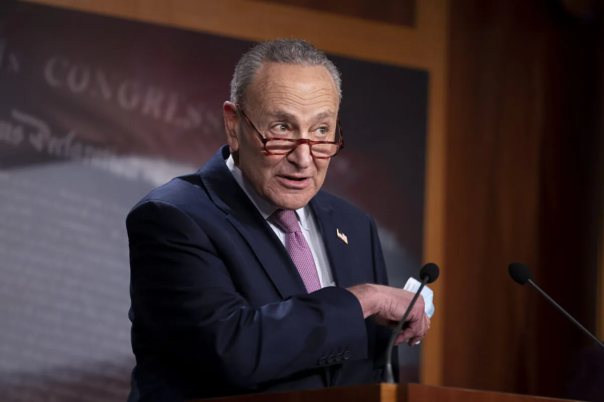 Senate Minority Leader Charles Schumer (D-N.Y.) holds a news conference at the U.S. Capitol in Washington on Dec. 1, 2020. 
(Tasos Katopodis/Getty Images)