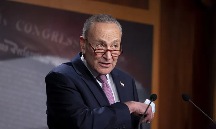 Senate Minority Leader Charles Schumer (D-N.Y.) holds a news conference at the U.S. Capitol in Washington on Dec. 1, 2020. 
(Tasos Katopodis/Getty Images)