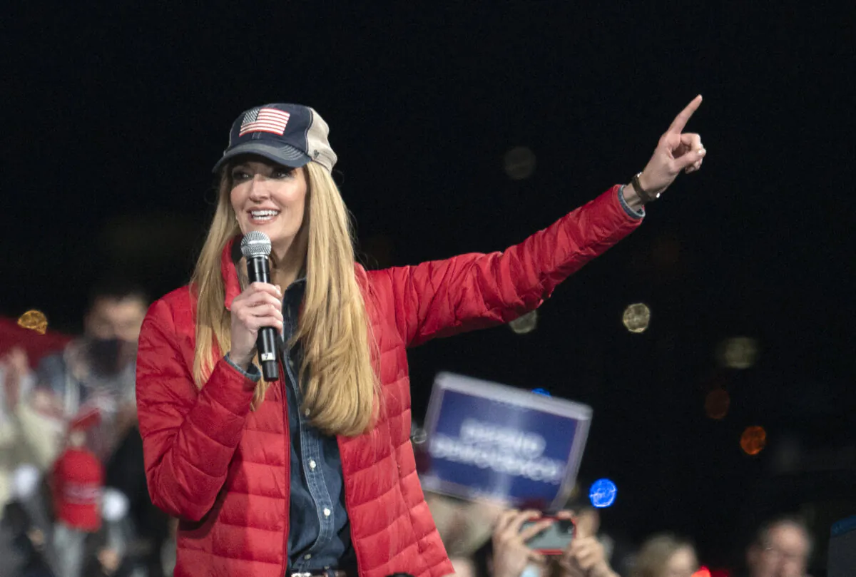 Sen. Kelly Loeffler (R-Ga.) speaks during a rally with U.S. President Donald Trump to support Republican Senate candidates at Valdosta Regional Airport in Valdosta, Ga., on Dec. 5, 2020. (Andrew Caballero-Reynolds/AFP via Getty Images)