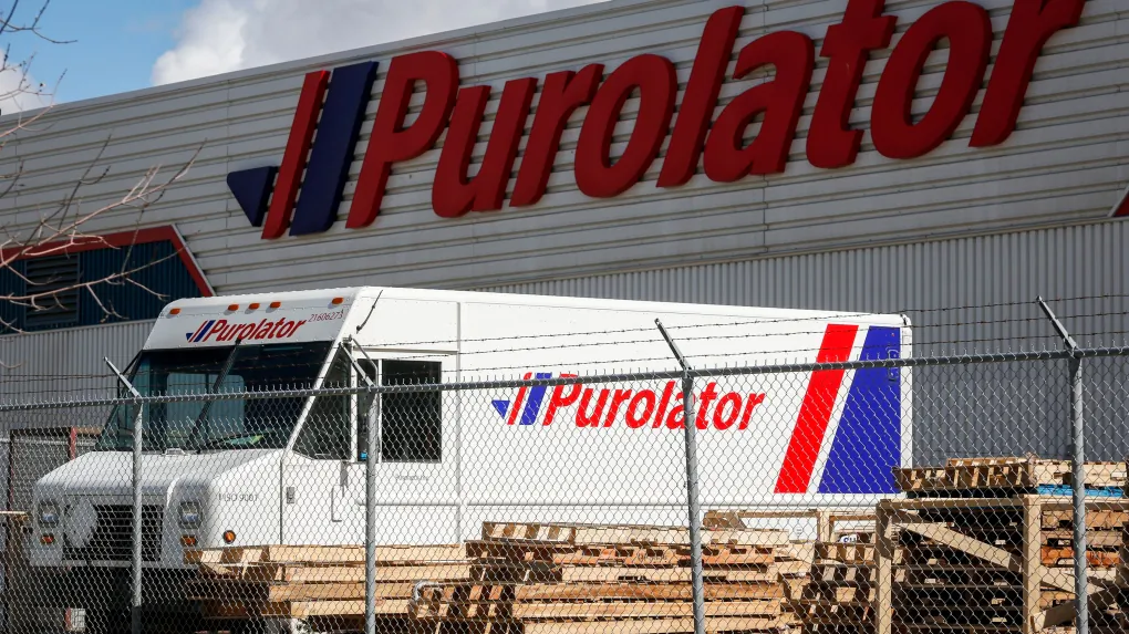 A Purolator sort plant in Calgary, Alta., on May 9, 2020. (Jeff McIntosh/The Canadian Press)