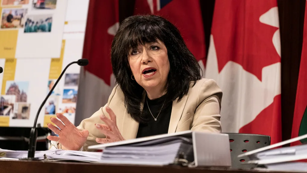 Ontario Auditor General Bonnie Lysyk speaks during a press conference at Queens Park after the release of her 2019 annual report in Toronto on December 4, 2019. (The Canadian Press/Aaron Vincent Elkaim)
