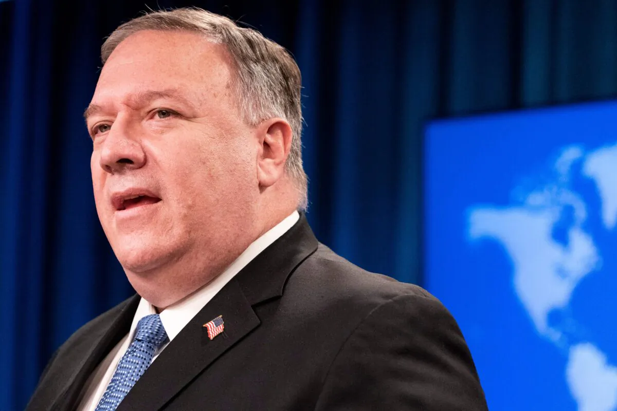 US Secretary of State Mike Pompeo speaks during a media briefing at the State Department in Washington on Nov. 10, 2020. (Jacquelyn Martin/AFP via Getty Images)