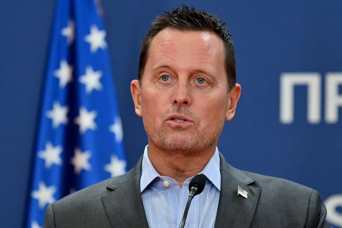 Richard Grenell, a special envoy appointed by President Donald Trump, speaks during a joint press conference with Serbian President Aleksandar Vucic after their meeting at the Serbia Palace in Belgrade on Sept. 22, 2020. (Andrej Isakovic/AFP via Getty Images)