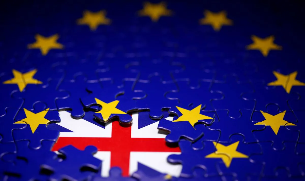 Puzzle with printed EU and UK flags is seen in this illustration taken on Nov. 13, 2019. (Dado Ruvic/Reuters)