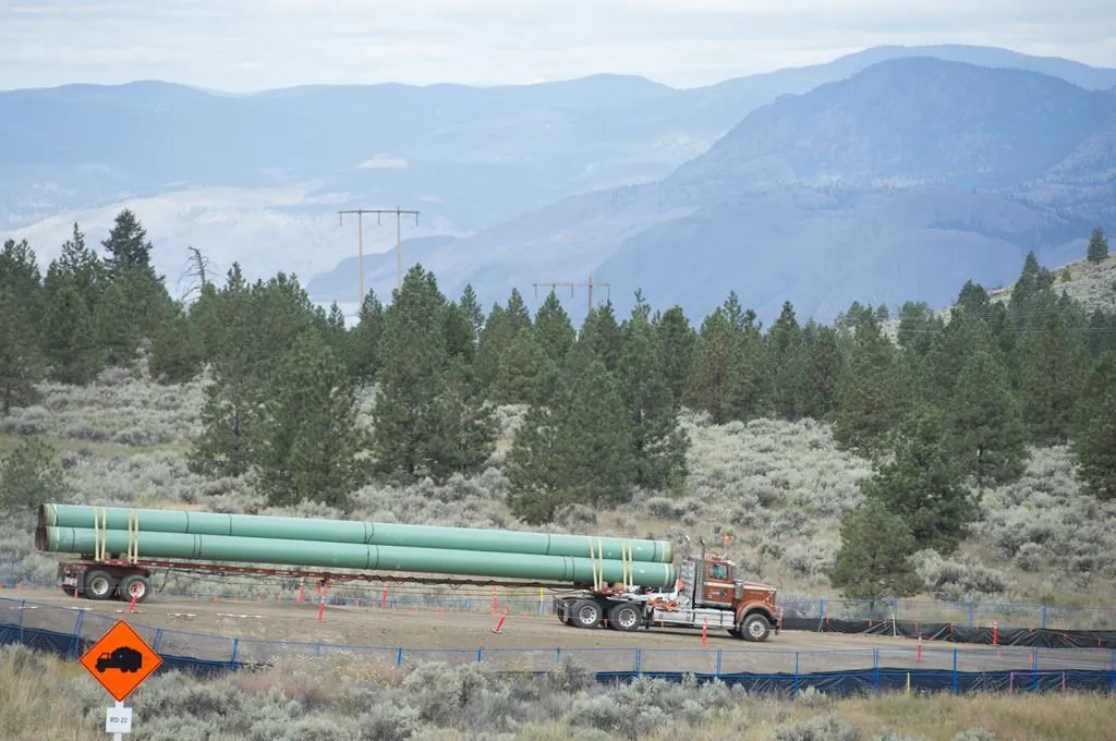 Construction of the Trans Mountain pipeline is seen under way in Kamloops, B.C., on Sept. 1, 2020. (The Canadian Press/Jonathan Hayward)