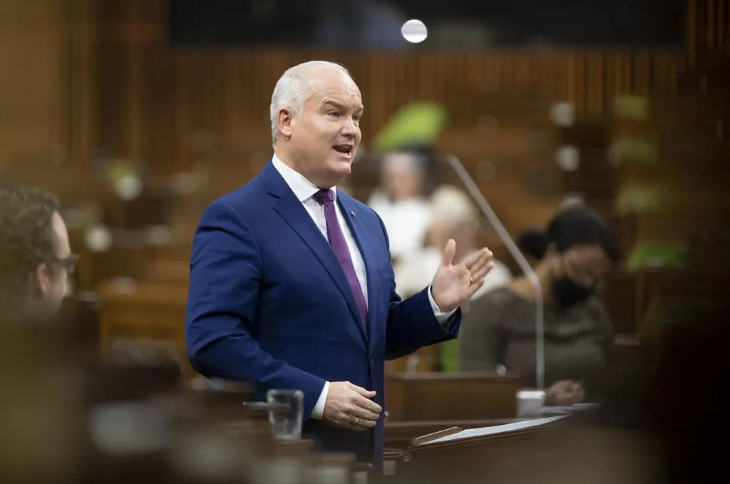 Conservative leader Erin O'Toole rises during Question Period in the House of Commons on December 3, 2020 in Ottawa. (The Canadian Press/Adrian Wyld)
